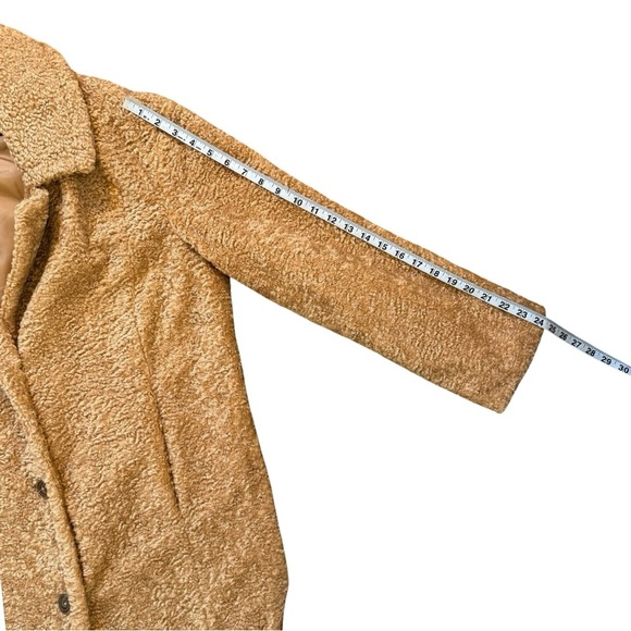 American Eagle Teddy Coat Women’s Brown Faux Fur Longline Jacket Size Large - Picture 8 of 10